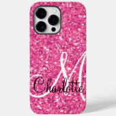 Roze mousserende glitter, monogrammatica Case-Mate iPhone case (Achterkant)