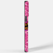 Roze mousserende glittervlinders, monogrammatisch Case-Mate iPhone case (Achterkant / Rechts)