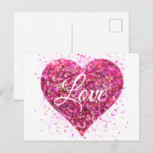 Roze mousserende harsen, liefdesgraffiti-valentijn briefkaart (Voorkant / Achterkant)