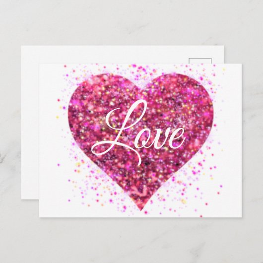 Roze mousserende harsen, liefdesgraffiti-valentijn briefkaart (Voorkant / Achterkant)