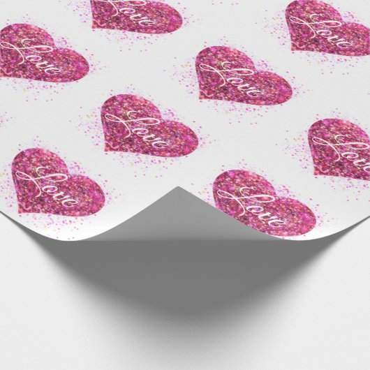 Roze mousserende harsen, liefdesgraffiti-valentijn cadeaupapier (Hoek)