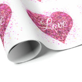 Roze mousserende harsen, liefdesgraffiti-valentijn cadeaupapier (Rol Hoek)