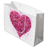 Roze mousserende harsen, liefdesgraffiti-valentijn groot cadeauzakje (Achterkant Gekanteld)