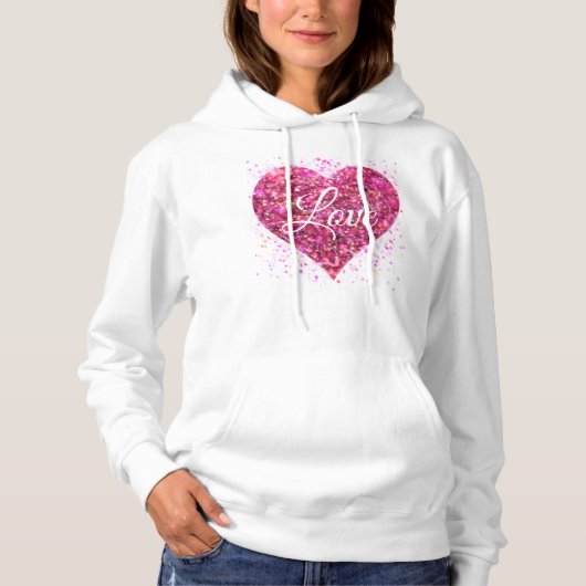 Roze mousserende harsen, liefdesgraffiti-valentijn hoodie (Voorkant)