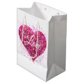 Roze mousserende harsen, liefdesgraffiti-valentijn medium cadeauzakje (Voorkant Gekanteld)