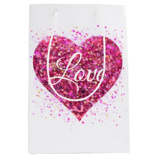 Roze mousserende harsen, liefdesgraffiti-valentijn medium cadeauzakje (Voorkant)