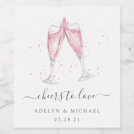 Roze Mousserende Wijn "Cheers to Love" Gepersonali Wijn Etiket (Enkel label)