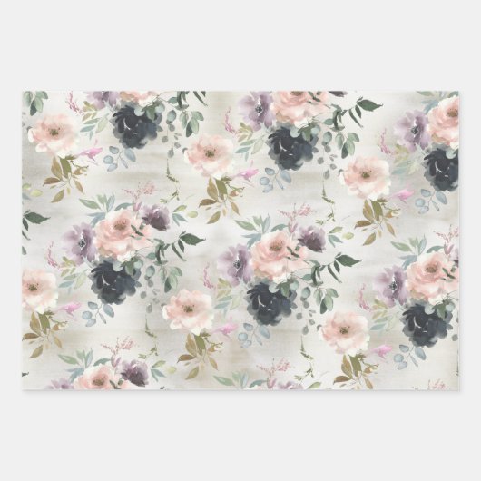 Roze move en zwarte pruimenvolken & Eucalyptus Inpakpapier Vel (Voorkant 2)