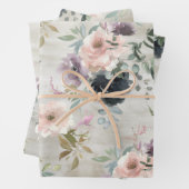 Roze move en zwarte pruimenvolken & Eucalyptus Inpakpapier Vel (In situ)