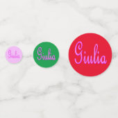 Roze Mozaïek Giulia Naam, Verjaardag Confetti (Achterkanten)