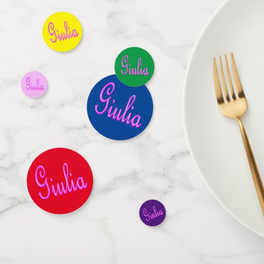 Roze Mozaïek Giulia Naam, Verjaardag Confetti (Groep)