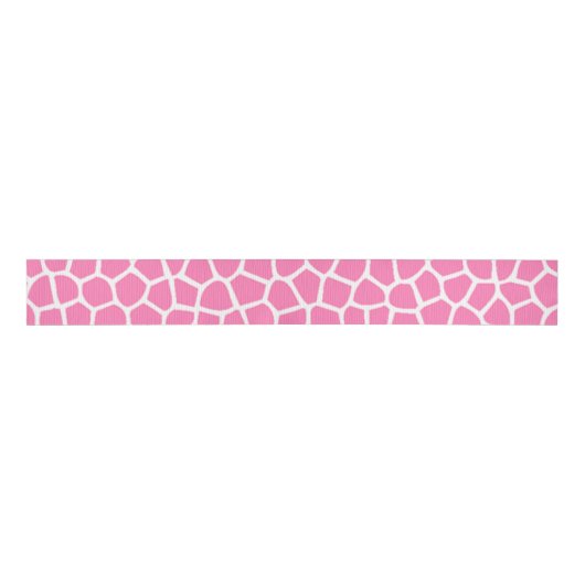 Roze mozaïek of roze Giraffe afdrukken Grosgrain Lint (Voorkant)