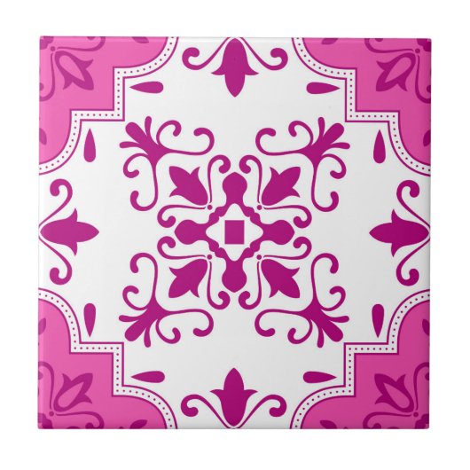 Roze Mozaïek Portugese Mediterraan Tegeltje (Voorkant)