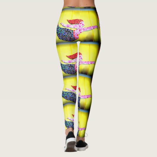 roze mozaïek zeemeerminnen Thunder_Cove geel Leggings (Achterkant)