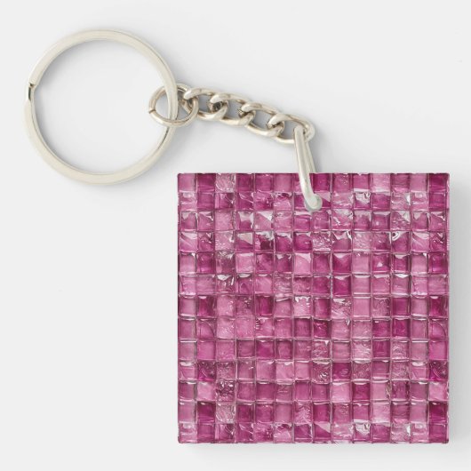 Roze mozaïekpatroon sleutelhanger (voorkant)