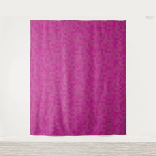 Roze mozaïekpixels, gepersonaliseerd monogram wandkleed (Voorkant)