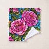 Roze mozaïekrozen  bad handdoek (Wasdoekje)