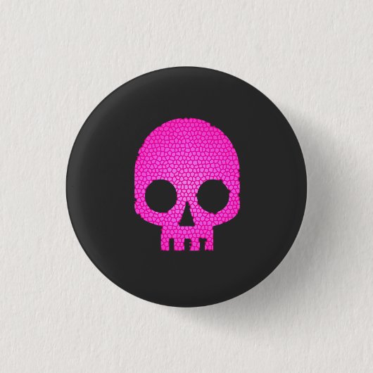 Roze mozaïekschedel ronde button 3,2 cm (Voorkant)