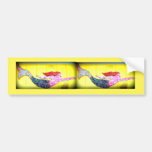 roze mozaïekzeemeermatten aan boord bumpersticker