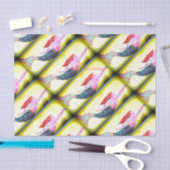 roze mozaïekzeemeermatten die geel zwemmen tissuepapier (Craft)