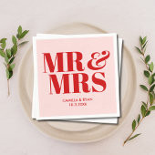 Roze Mr & Mrs Gepersonaliseerde bruiloft servetten
