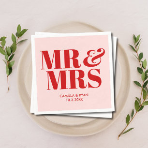 Roze Mr & Mrs Gepersonaliseerde bruiloft servetten