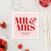 Roze Mr & Mrs Gepersonaliseerde bruiloft servetten (Insitu)
