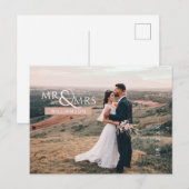 Roze Mr & Mrs Monogram Wedding Foto Dank u Briefkaart (Voorkant / Achterkant)