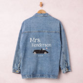 Roze Mrs. Brides Achternaam Klassieke Auto Denim J Denim Jacket (Hangar)