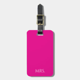 Roze “Mrs” minimale typografie  Bagagelabel