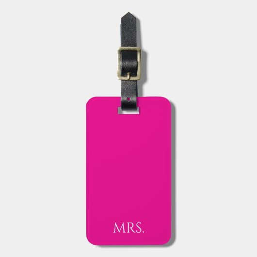 Roze “Mrs” minimale typografie  Bagagelabel (Voorkant verticaal)