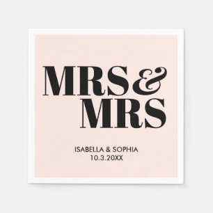 Roze Mrs & Mrs bruid gepersonaliseerde bruiloft se Servet