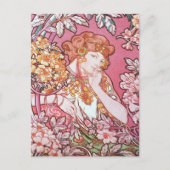  roze Mucha Art Briefkaart (Voorkant)