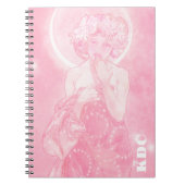 Roze Mucha 'De maan' Notitieboek (Voorkant)