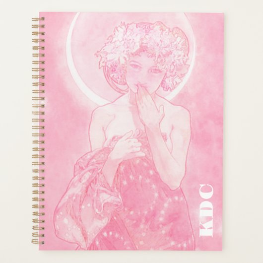 Roze Mucha 'De Maan' Planner (Voorkant)
