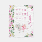 Roze muis Ballerina Maandelijkse groeitracker  Fleece Deken (Voorkant)