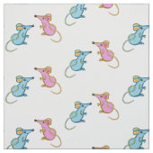 Roze muis blauw stof (Swatch)