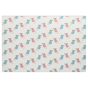Roze muis blauw stof