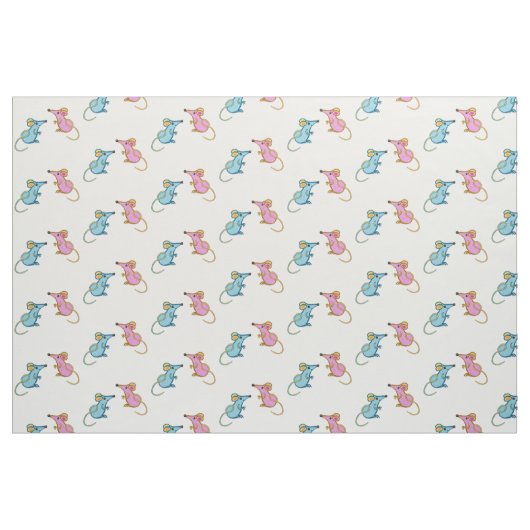 Roze muis blauw stof (Fat Quarter)