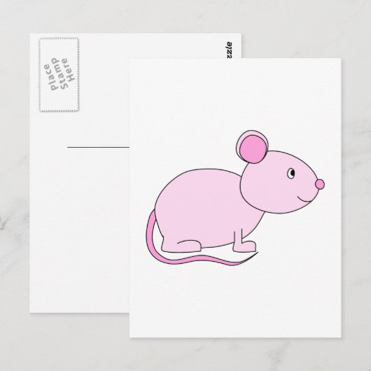 Roze muis. briefkaart (Voorkant / Achterkant)