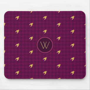 Roze muismat met gouden accent en houndstooth