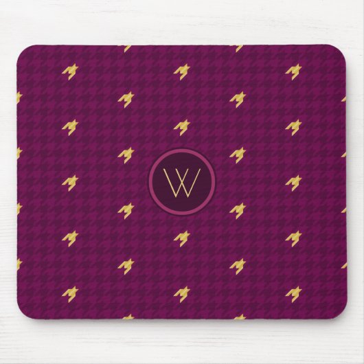 Roze muismat met gouden accent en houndstooth (Voorkant)