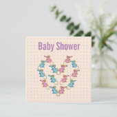 Roze muizen, blauw muizen baby shower bedankkaart (Staand voorkant)