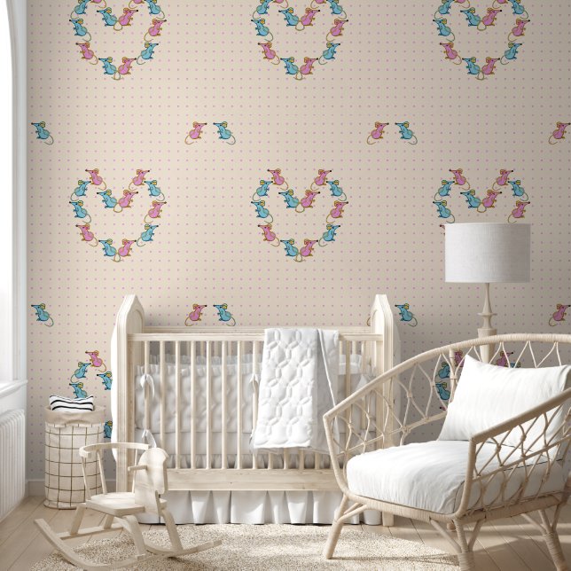 Roze muizen, blauwe muizen harten Wallpaper Behang (Kinderen)