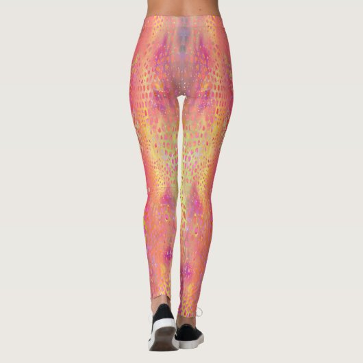 Roze Multi Gekleurde Python Snake Print Dames Leggings (Achterkant)