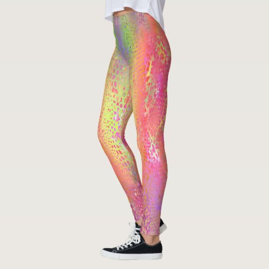 Roze Multi Gekleurde Python Snake Print Dames Leggings (Links)