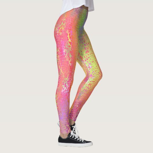 Roze Multi Gekleurde Python Snake Print Dames Leggings (Rechts)
