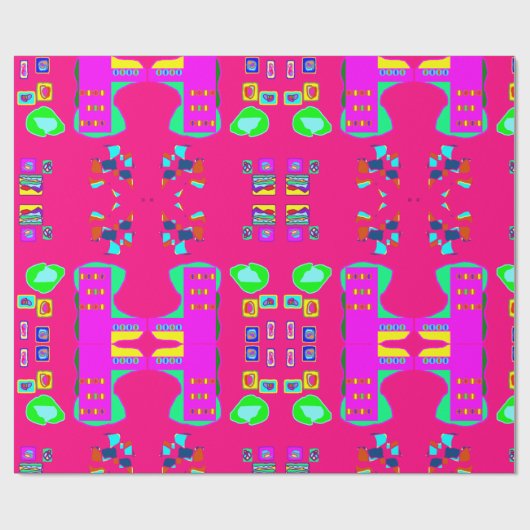 roze multi-patterned design inpakpapier (Vlak)