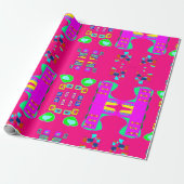 roze multi-patterned design inpakpapier (Uitgerold)