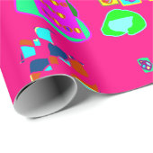 roze multi-patterned design inpakpapier (Rol Hoek)